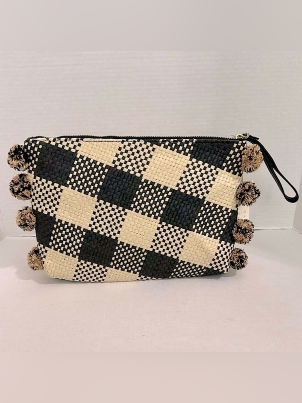 Black and Cream Checkered Clutch
